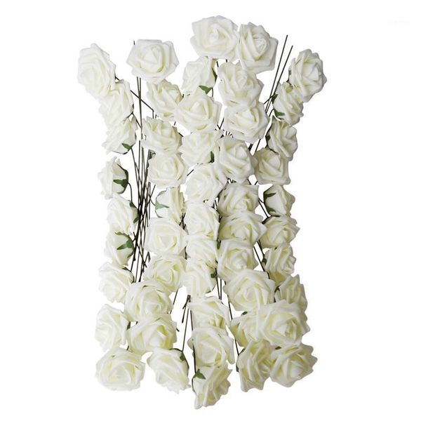 

1 x artificial 10 pieces bouquets of flowers rose white deco wedding house1