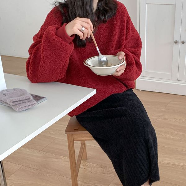 

geming lamb wool sweater women's autumn and winter 2020 new korean loose women's dr048, Black