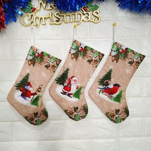 Meias de Natal Snowman Elk Pendurado Meias Festival Sock Santa Presente Suportes Crianças Saco de Doces Xmas Decorações BH4236 TYJ