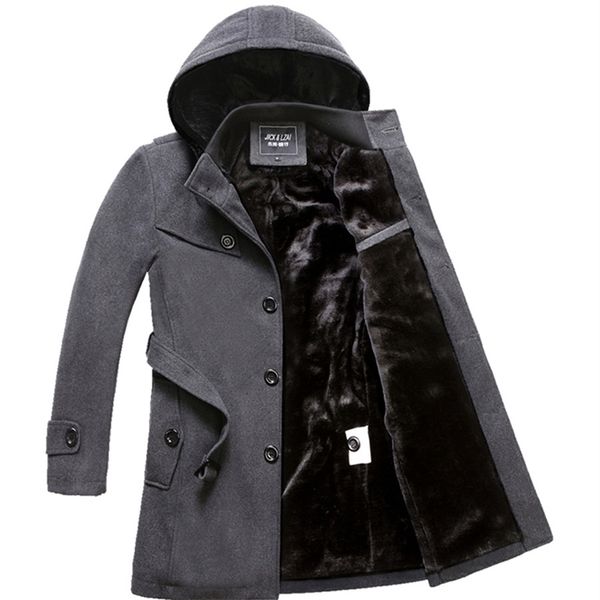 

m-4xl winter trench men woollen coat thick men's clothing size 4xl wool jackets 201214, Black