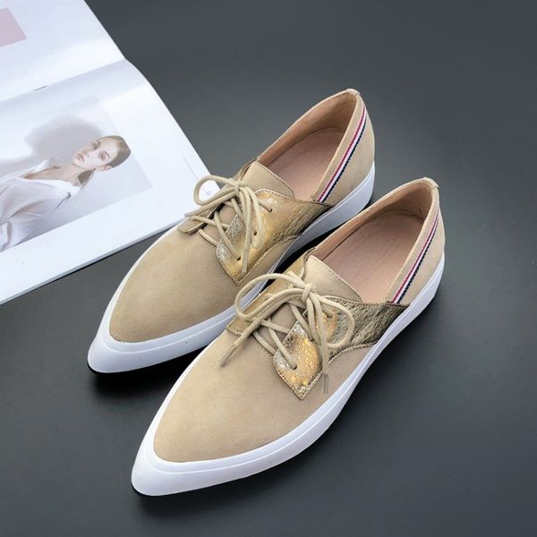 

genuine female 2021 22-24.5 in length women's spring and fall pointed to flat shoes 2 colours kldc, Black