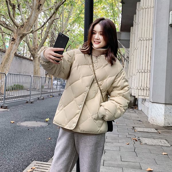 

2021 new ultra light winter women short casual parkas 90% white down fashionable women's fine puffer jacket outwear x0ll, Black