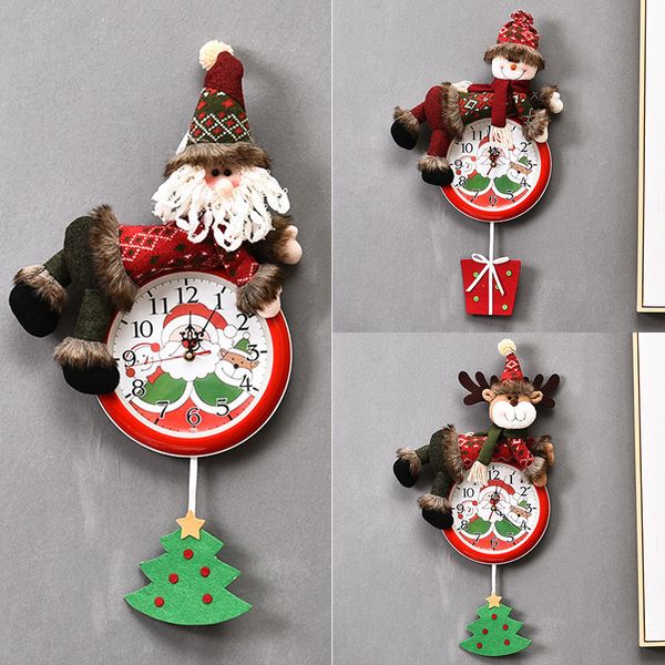 

santa claus snowman christmas hanging wall clock merry xmas home restaurant bedroom clocks dhb1015