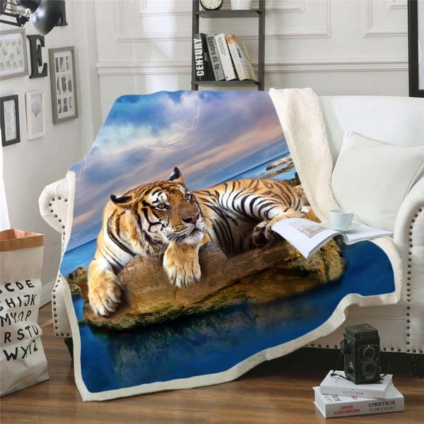 

scarves 3d print rectangle sherpa blanket wearable throw fj89, Blue;gray