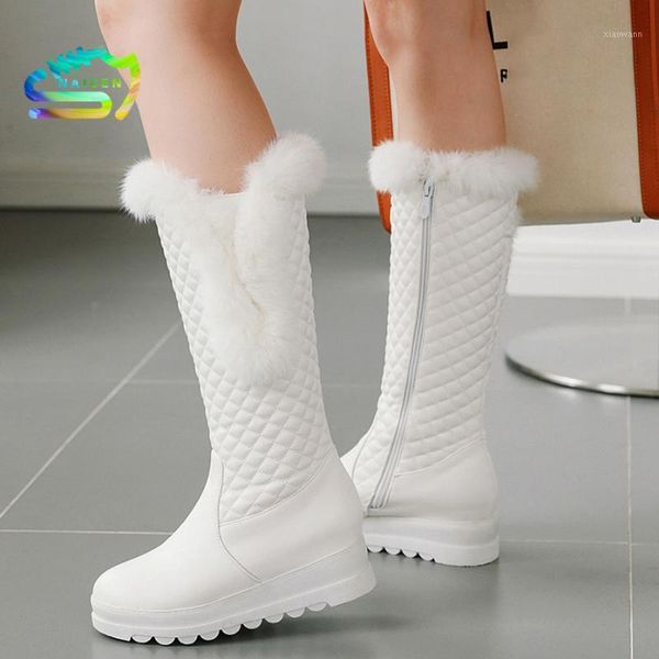 

naicen warm snow boots women winter wedges low heels knee high boots female long high lady platforms fur plush shoes woman1, Black