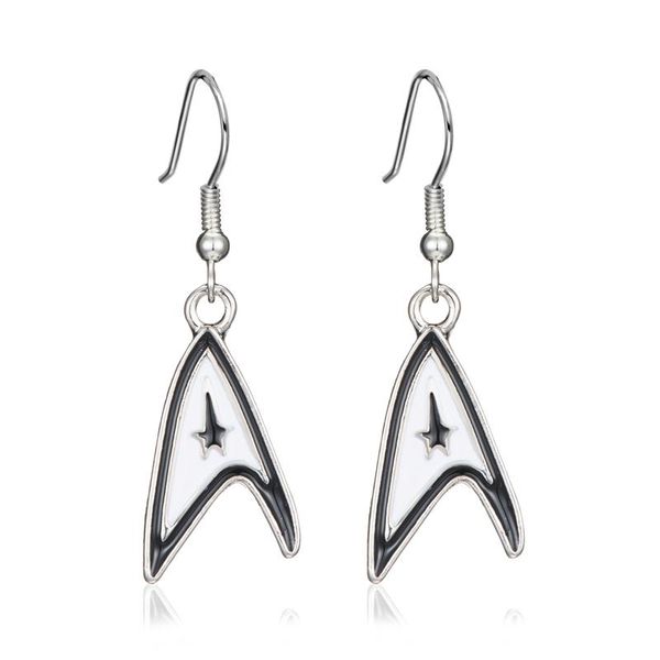 

star earrings metal drop oil arrow triangle earrings new european and american star trek trek logo gift, Silver