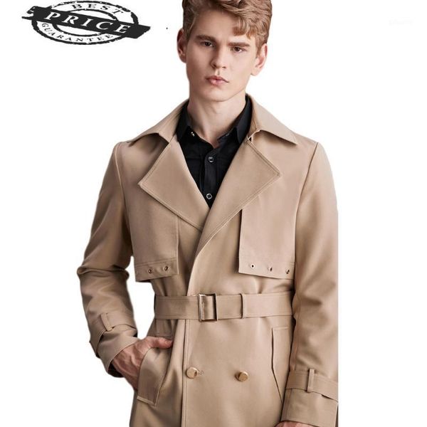 

autumn trench coat 7xl men men's long windbreaker leisure male trench jacket coats new style double breasted hombre high-quality1, Tan;black