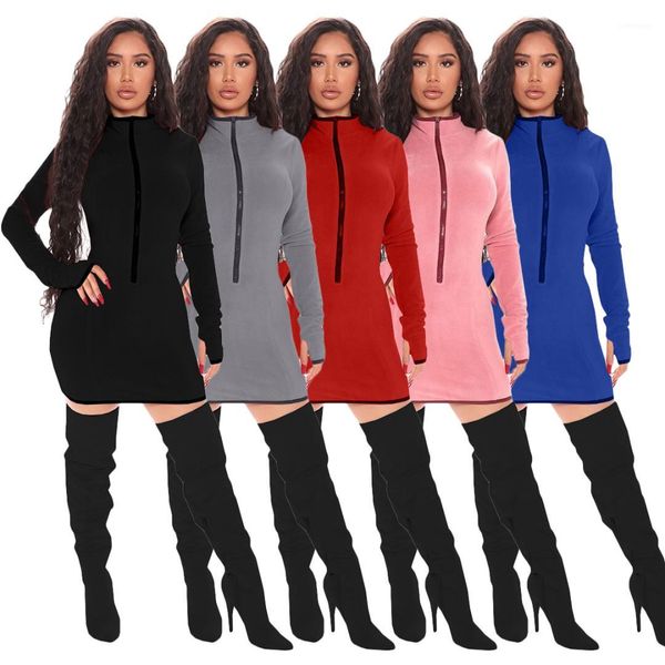

neck dress zipper long sleeve waist down bodycon dresses spring clothes women skinny v, Black;gray