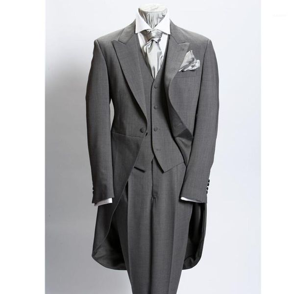

new gray men suits groom tuxedos wedding man suit 3 piece tailcoat gent blazer1, White;black