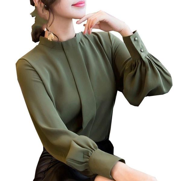 

women's blouses & shirts autumn spring women fashion ladies long sleeve casual chiffon blouse work wear office womens clothing, White