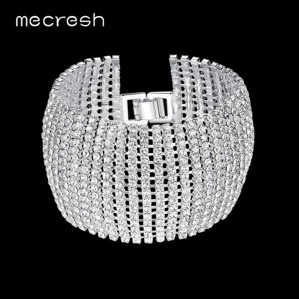 

mecresh crystal bridal bracelets for women rhinestone african bridesmaid pulseira 2020 wedding prom jewelry christmas gift sl145, Black
