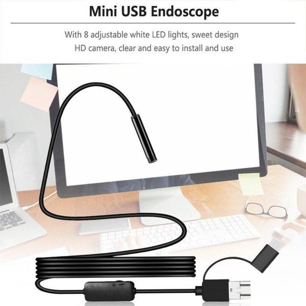 

cameras 1m 2m 3.5m type-c android mirco usb hd line waterproof endoscope led camera micro soft tube 6 s5h6