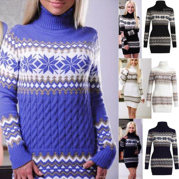 

women's sweaters ugly christmas sweater women's snowflake printed long sleeve turtleneck dress ropa mujer1, White;black