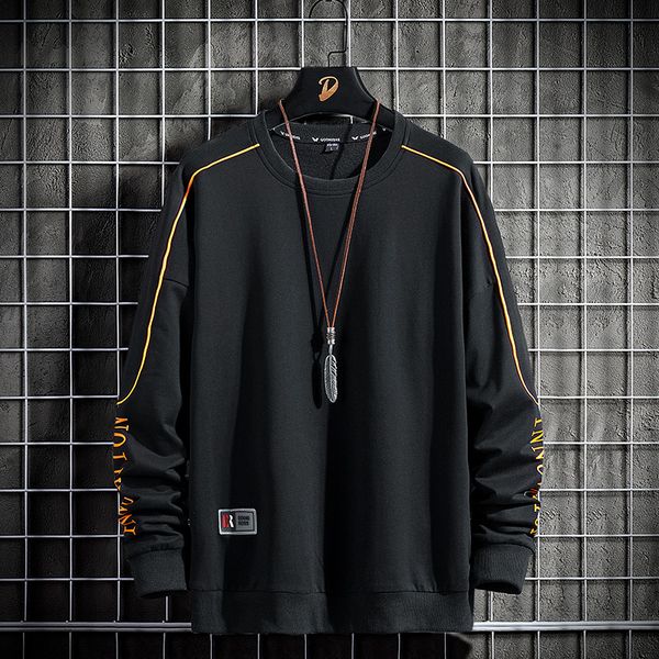 

crewneck sweatshirt men 2020 autumn side striped oversized japanese streetwear hip hop black hoodie men sweatshirts