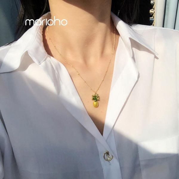 

women's exquisite wild metal stereoscopic pineapple pendant necklace alloy geometric choker necklace party jewelry girl gift, Silver