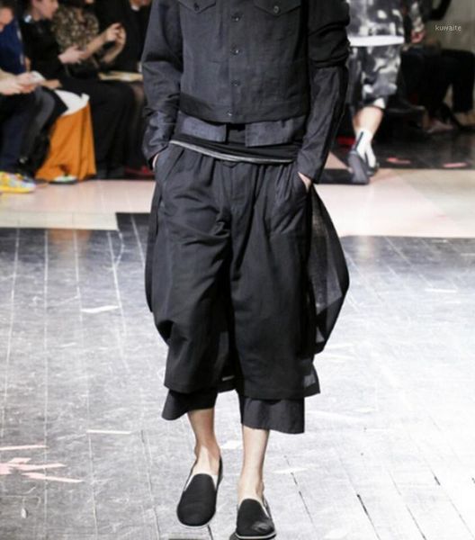 

27-44 new 2017 men's clothing fashion gd dj hair stylist double layer casual harem pants plus size singer costumes1, Black