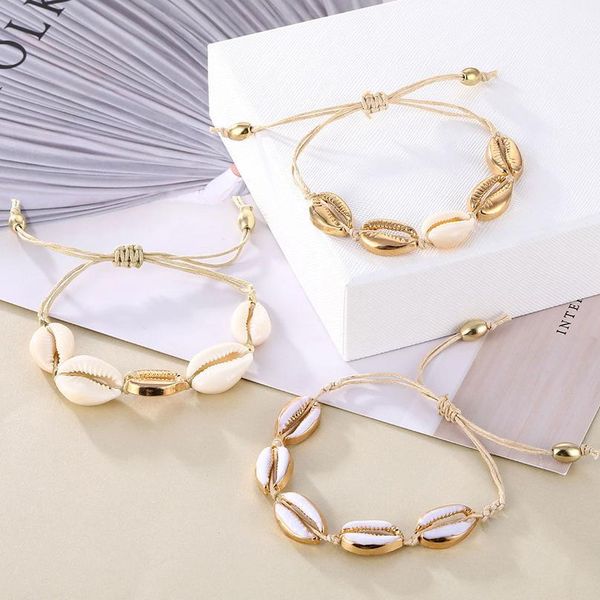 

iparam bohemia vintage shell rope chain bracelet women beach sea shell bracelet anklet jewelry party gift w jllwne, Red;blue