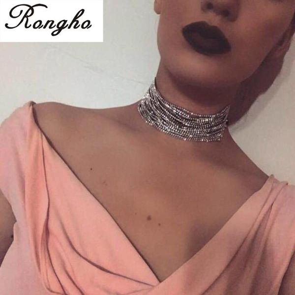 

new rhinestone claw crystal maxi choker statement necklace 2020 multilayer wedding chokers collier fashion jewelry, Golden;silver
