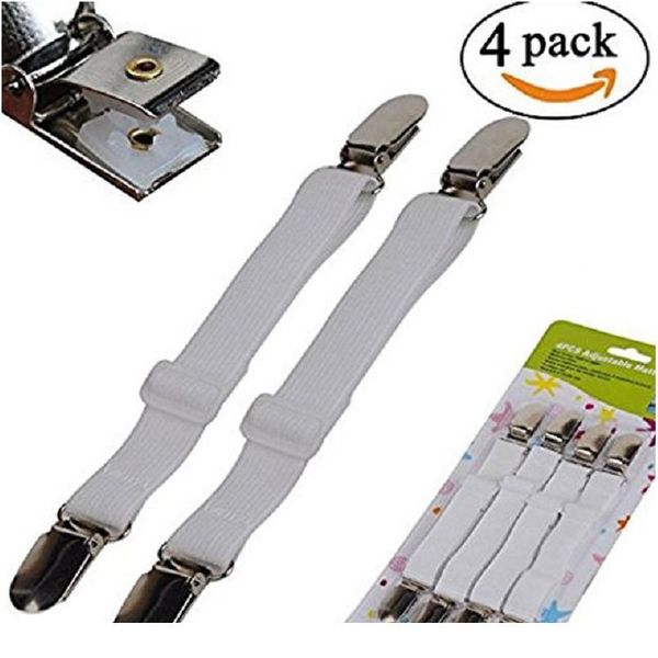 

4pcs grippers suspender cord hook loop clasps adjustable elastic mattress cover adjustable bed sheet fasteners straps h jllhng