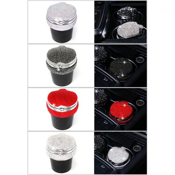 

car ashtrays universal ashtray crystal diamond portable smokeless stand cylinder cup holder with cool blue led light indicator1