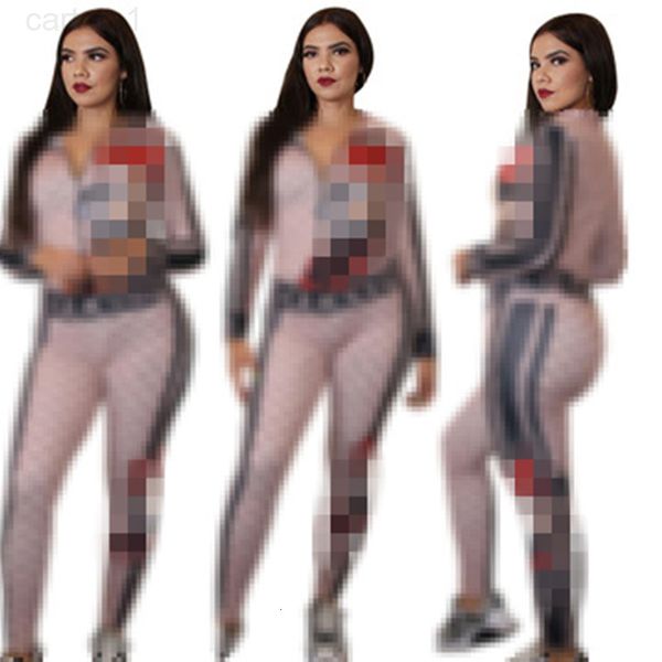 

summer tracksuits spring women's sports digital printed casual two pieces set zipper jacket with pants plus size s-2xl, Gray
