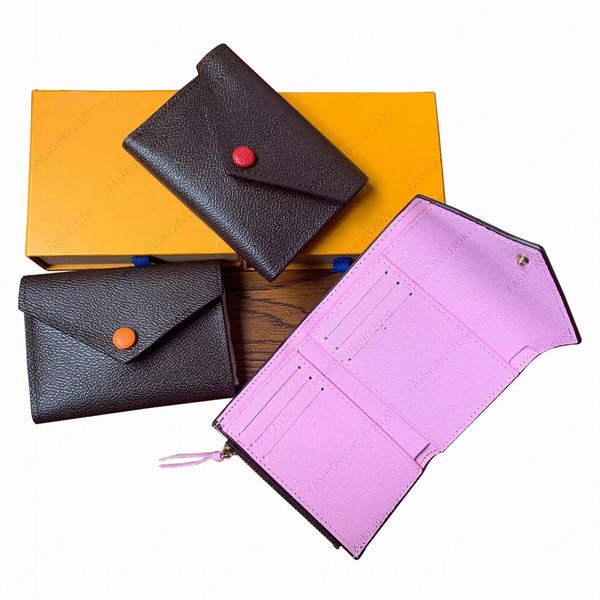 

wholesale women wallet purse leather multicolor coin purse short wallets card holders classic mini zipper pocket with box, Red;black