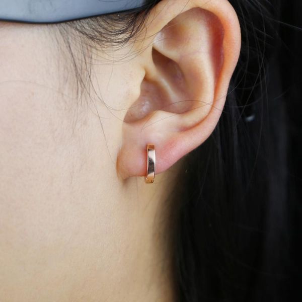 

hoop & huggie small earrings 925 sterling silver circle round for women men ear ring bone buckle jewelry gift, Golden;silver