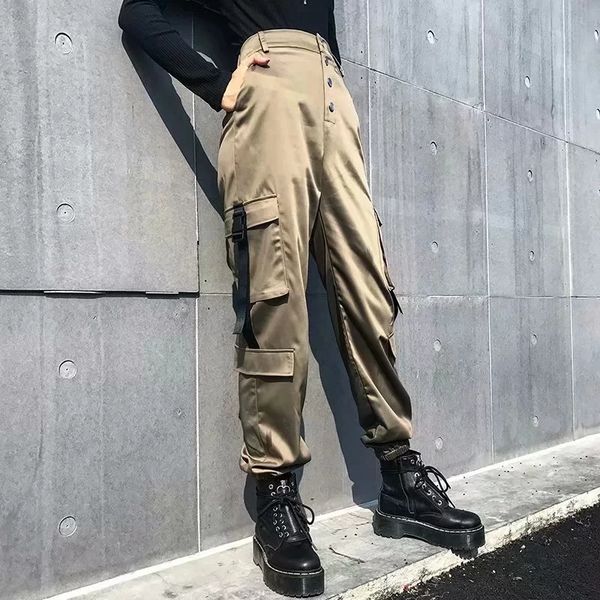 

women satin cuffed trouser cargo pant, Black