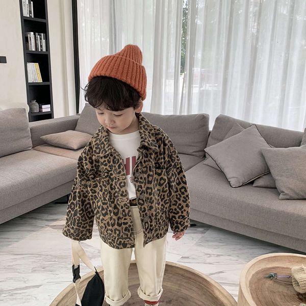 

new children's leopard coat, foreign boys' sle baby spring and autumn cardigan et, korean fashion 2020, Black