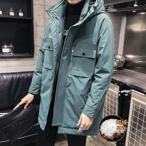 

men's down jacket 2020 new winter mid long lightweight fashion brand handsome thickened winter coat, Black