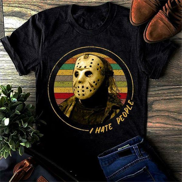 

jason voorhees i hate people vintage men's black t shirt cotton s-6xl men clothes tee shirt sport hooded sweatshirt hoodie