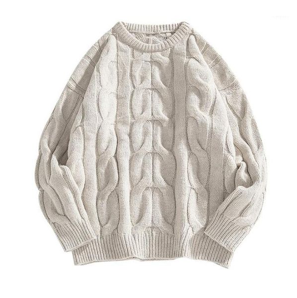 

men's pullover sweater autumn winter striped personality men's sweater casual solid color round neck knitted pullover1, White;black