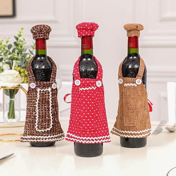 

christmas apron cap hat wine champagne bottle cover party dinner holiday decor festive decoration home decor qyloei mywjqq