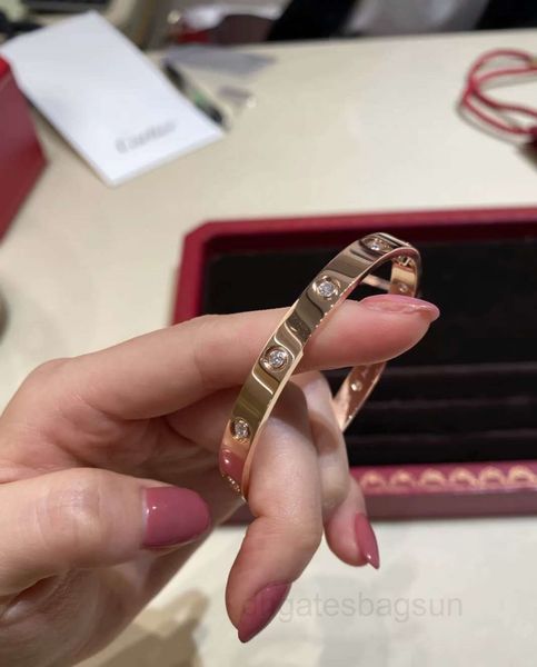 

18k rose gold bracelet men's and women's classic diamond inlaid wide narrow version love platinum au750 couple's h giry, Black