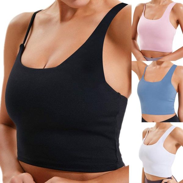 

gym clothing women's sports bra solid elastic sling tube fitness vest ladies running jogging lingerie push up tank underwear, White;black