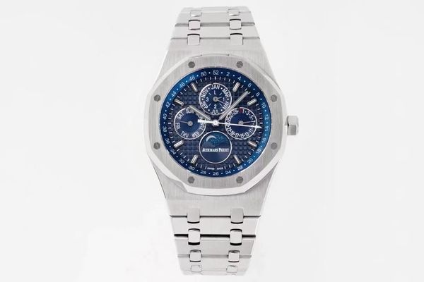 

new 26574 26606 men's watch stainless steel case to create dial sapphire mirror lunar phase function display adjustment cal.5134 moveme, Slivery;brown