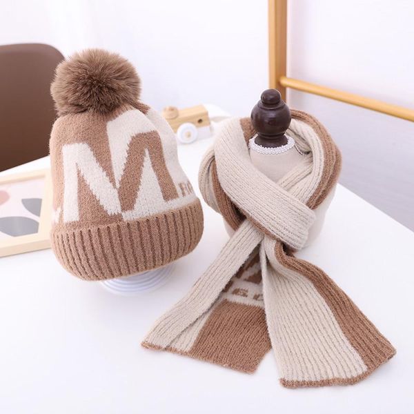 

new autumn/winter knitted suit for children cuhk children warm hat for boys and girls knitted scarf in winter, Blue;gray