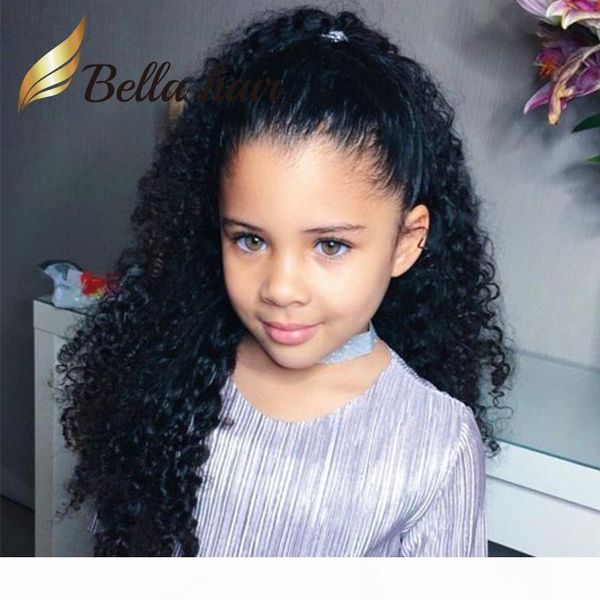 

cute children wigs deep curly 8-24inch customized small cap size elastic back band kids full lace wigs full hand-tied curly hair lace wig, Black