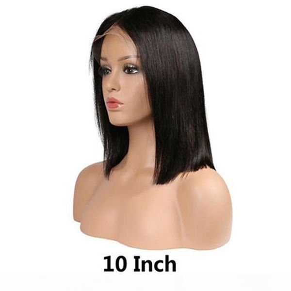 

short bob wigs brazilian full lace human hair straight lace front human hair wigs for black women swiss lace frontal wig 130density, Black;brown
