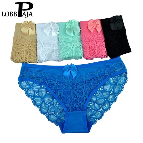 

lobbpaja 6 pcs/lot women panties underwear cotton flower lace hollowed low rise girls briefs ladies knickers for women l358 y200425, Black;pink