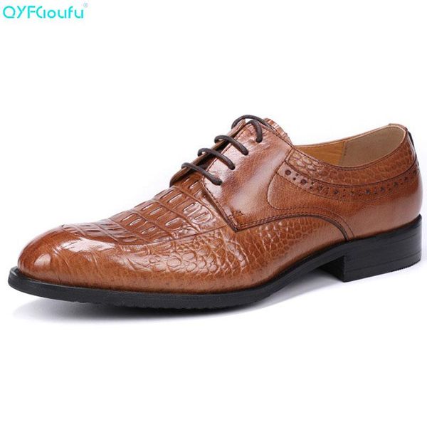 

qyfcioufu мода натуральная кожа обувь мужчины платье обуви крокодил pattern oxfords обувь для мужчин дизайнер luxury формальное, Black