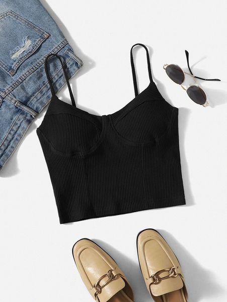 

rib-knit cami e0xs#, White