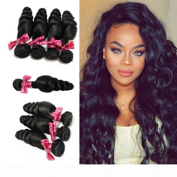 

brazilian hair loose wave weaves 7a virgin human hair extensions peruvian malaysian indian cambodian brazilian virgin hair, Black