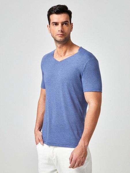 

men marled v neck tee m5yw#, White;black