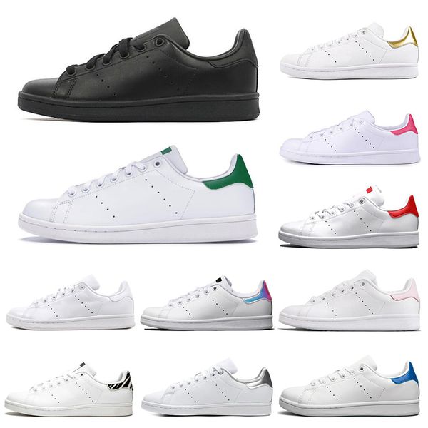 

2020 fashion casual shoes women men new stan shoes smith sneakers triple white black green red gold sliver leather sport size 36-45