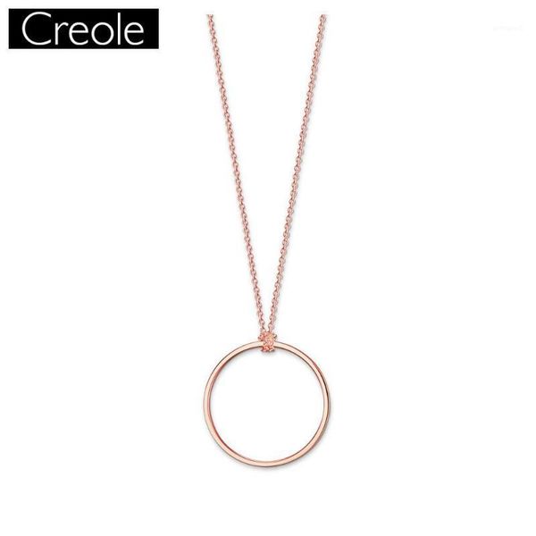 

chains chain rose gold color circle trendy gift for women girls,2021 europe charm necklace 925 sterling silver fashion jewelry1