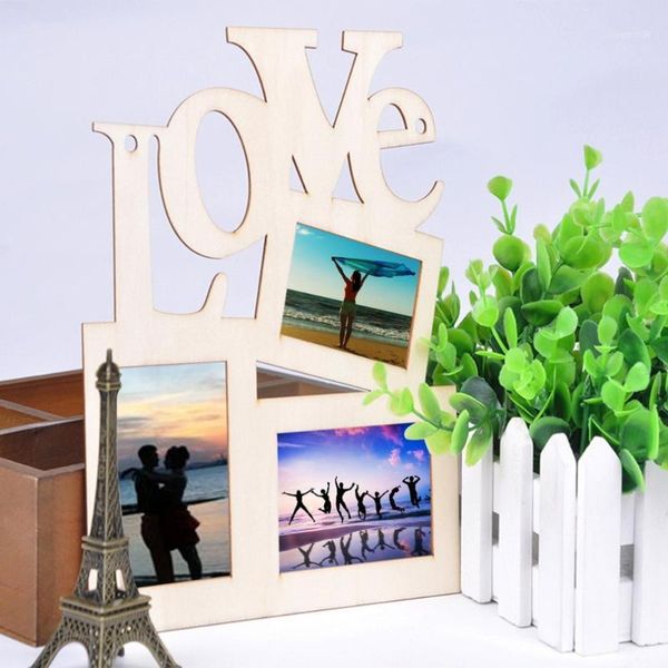 

new lovely hollow love wooden family p picture frame rahmen white base art home decor1