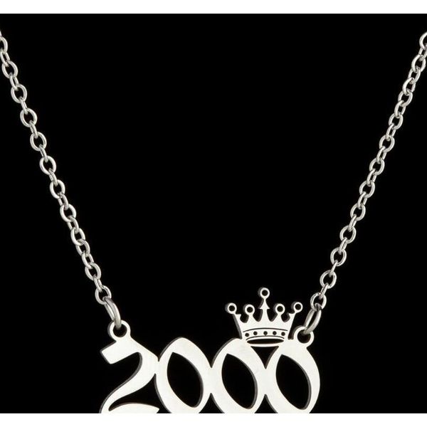 

personalized birth year number necklaces custom crown initial necklace pendants for women girls birthda sqckar dh_seller2010, Silver