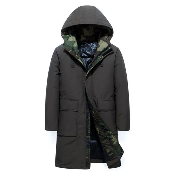 

russia winter cold windproof men hooded parka jacket long section slim fit man casual thick warm padded outwear cargo coat, Black