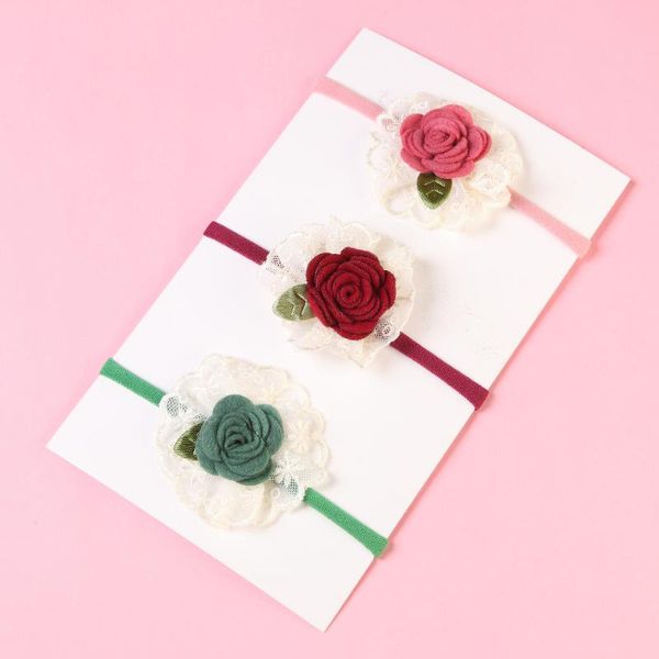 

hair accessories 6 colors baby children headband cute flower lace edging bands elastic nylon headbands for girls born, Slivery;white